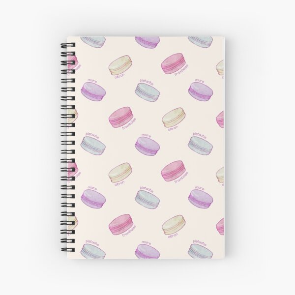 French Macaron Pattern - raspberry, pistachio, lemon & blueberry Spiral Notebook