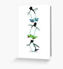 Happy Wheels - Penguins on Skate Boards Greeting Card