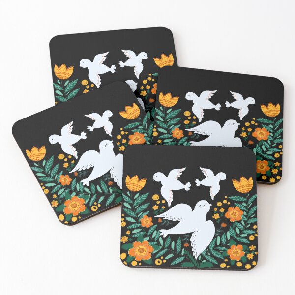 Item preview, Ethnic Cartoon birds pattern design, oriental design, ornamental, vintage, et no design, floral ornament, orange, white and black illustration designed and sold by andrii kutsachenko.