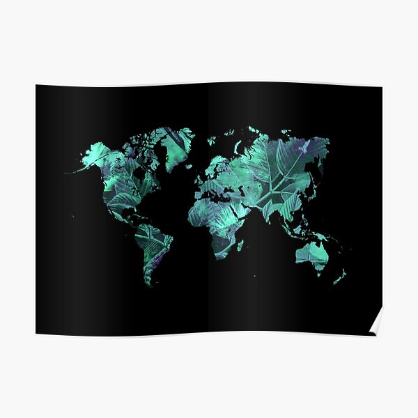 world map 77 blue #map #worldmap Poster