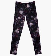 Midsummer Nights Dream #Dark Floral #Midnight #Black #Rose #Night Leggings