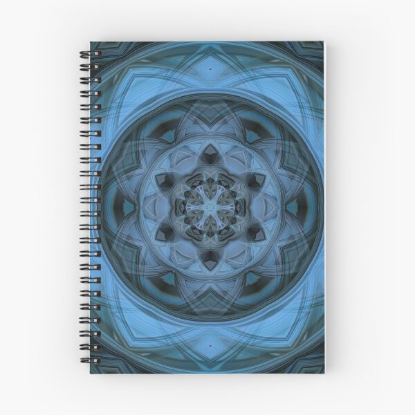Item preview, radial shades of turquoise blue floral fantasy in square format designed and sold by mister-john.