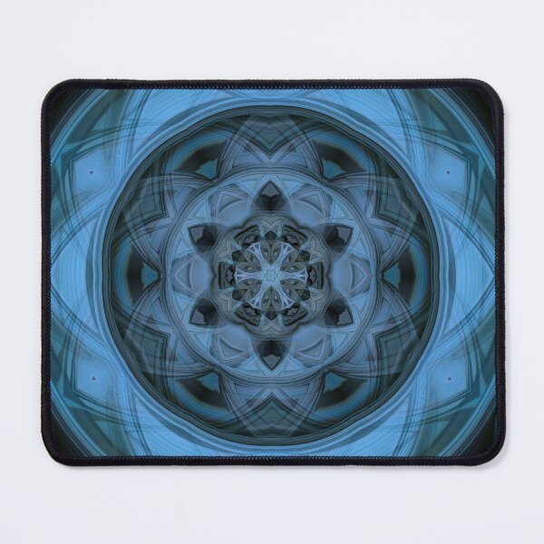 Item preview, radial shades of turquoise blue floral fantasy in square format designed and sold by mister-john.