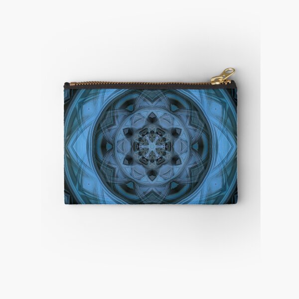 Item preview, radial shades of turquoise blue floral fantasy in square format designed and sold by mister-john.