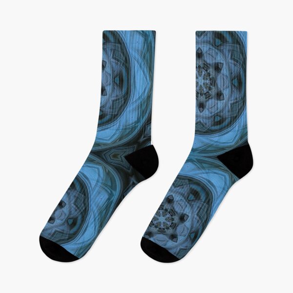 Item preview, radial shades of turquoise blue floral fantasy in square format designed and sold by mister-john.