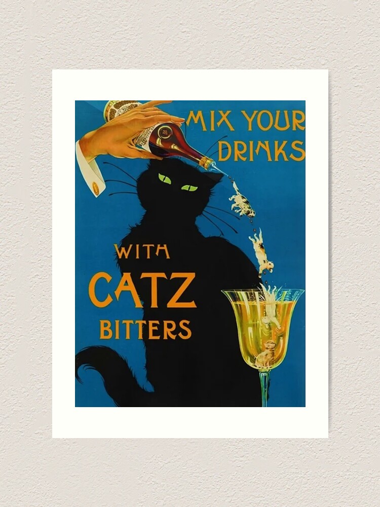 ";Mix Your Drinks with Catz (Cats) Bitters Aperitif Liquor Vintage Advertising Poster" Art Print