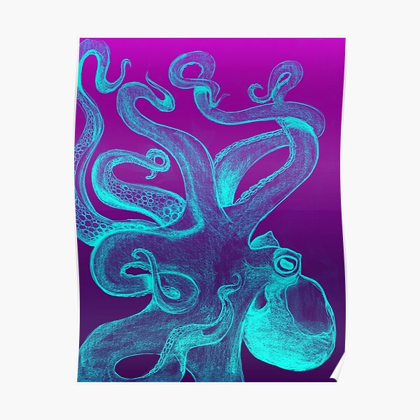 Blue & Purple Octopus Poster