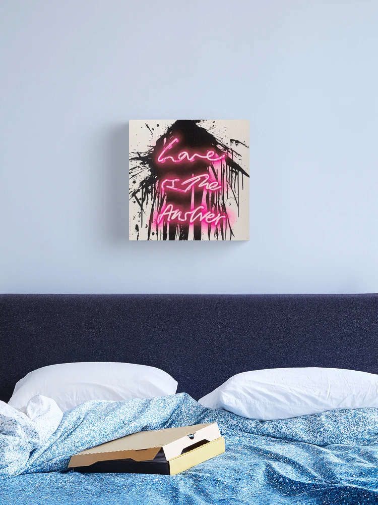 Love Is The Answer - Neon Spray Paint Art Mounted Print for Sale