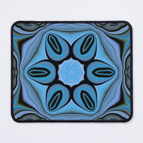 Item preview, vivid shades of turquoise blue floral fantasy in square format designed and sold by mister-john.