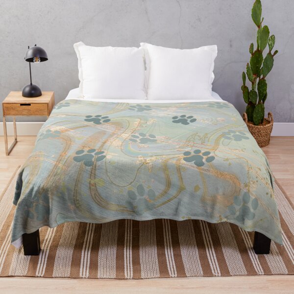 Item preview, green and gold watercolor marble background with dog and cat paw print designed and sold by Beeroclock.