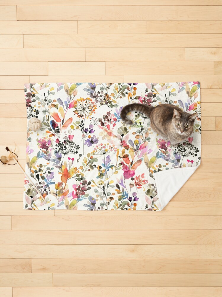 Pet Blanket, Wild Flowers and Plants Watercolor - Wild Nature Botanical Print designed and sold by ninoladesign