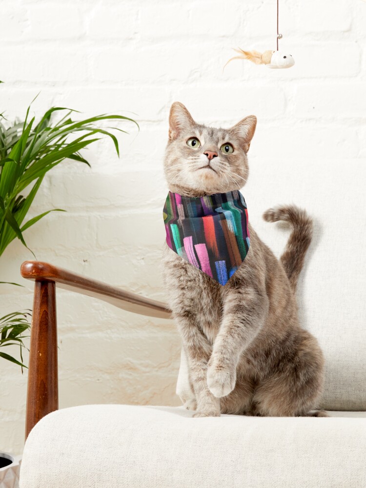 Alternate view of Multicolored watercolor stripes pattern Pet Bandana