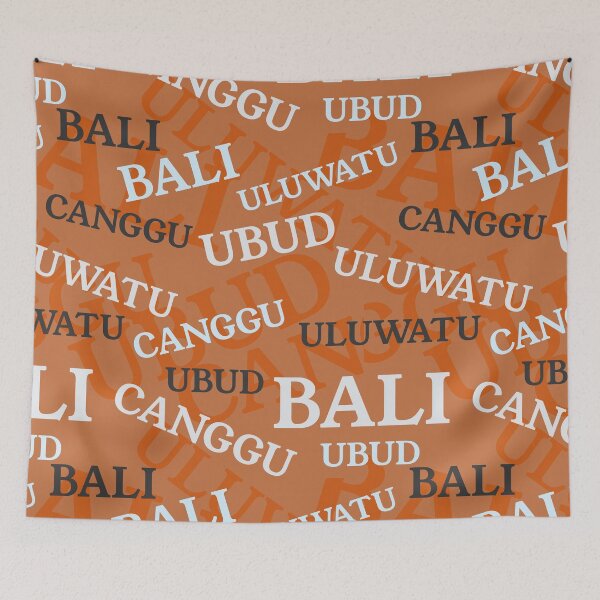 Item preview, Bali Canggu Ubud Uluwatu Indonesia Pattern Orange Blue designed and sold by cashewdays.