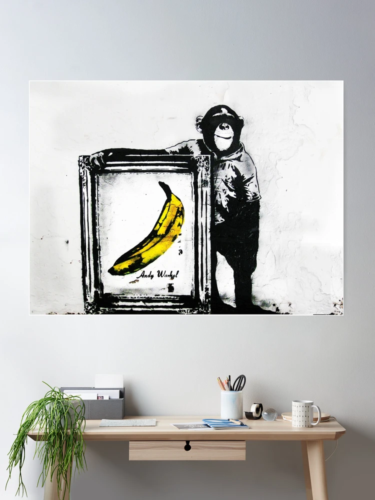肉筆☆油絵☆F20号『シーソー(平等）を望む子供たち』Banksy/模写 17 Stories Erdene Banksy Monkey With Banana In Frame On