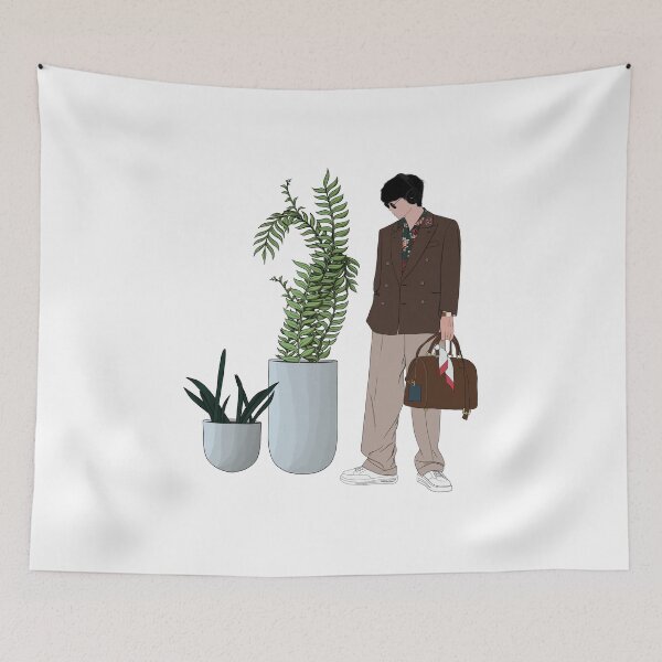 Item preview, Fan Art of Kim Taehyung with plants - BTS White backdrop designed and sold by SemDesigns1.