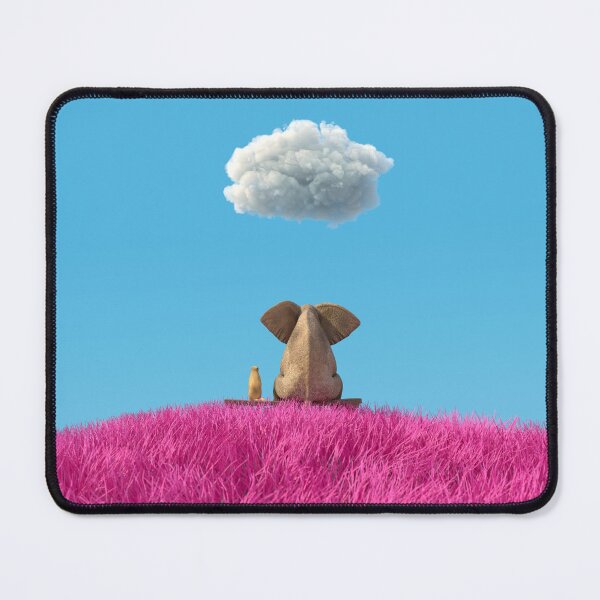 Item preview, elephant and dog sit on a pink field designed and sold by Mike Kiev art.
