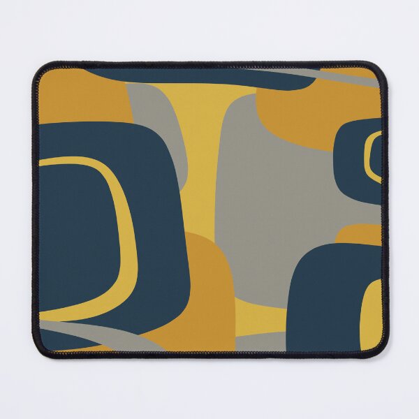 Item preview, Mid Century Modern Retro Abstract Pattern in Navy Blue, Mustard Yellow, and Gray designed and sold by kierkegaard.