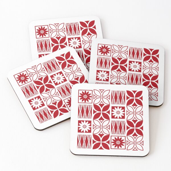 Item preview, Pasifika Marawalesi Pattern - Red 1 Flowers designed and sold by lolomastudio.