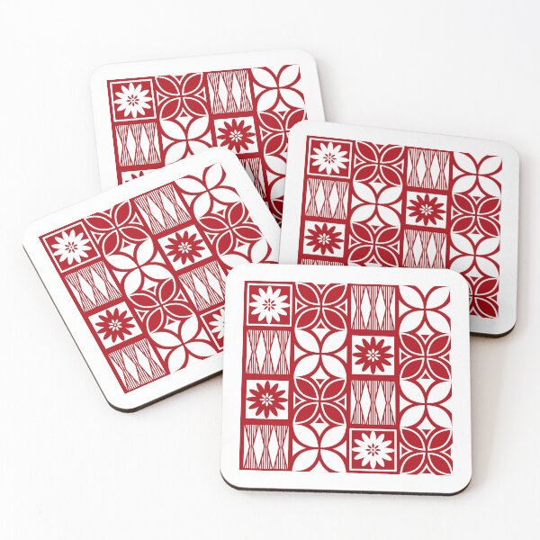 Item preview, Pasifika Marawalesi Pattern - Red 2 Flowers designed and sold by lolomastudio.