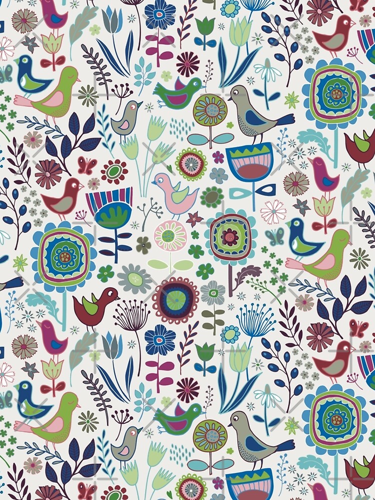 Birds and Blooms - Iznik - Pretty Floral Bird Pattern by Cecca Designs by Cecca-Designs