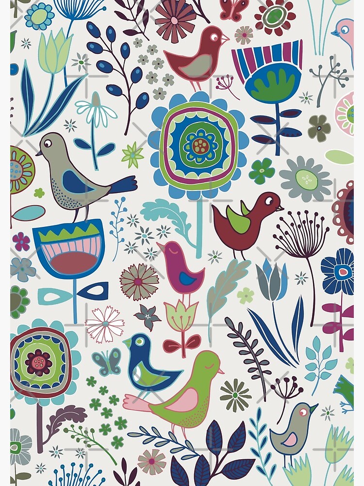 Birds and Blooms - Iznik - Pretty Floral Bird Pattern by Cecca Designs by Cecca-Designs