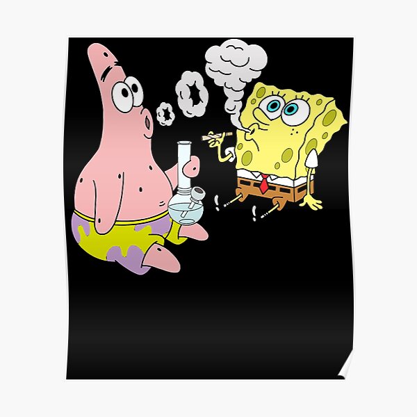 "Lover Gift Spongebob And Patrick Smoking Weed Retro Wave" Poster for
