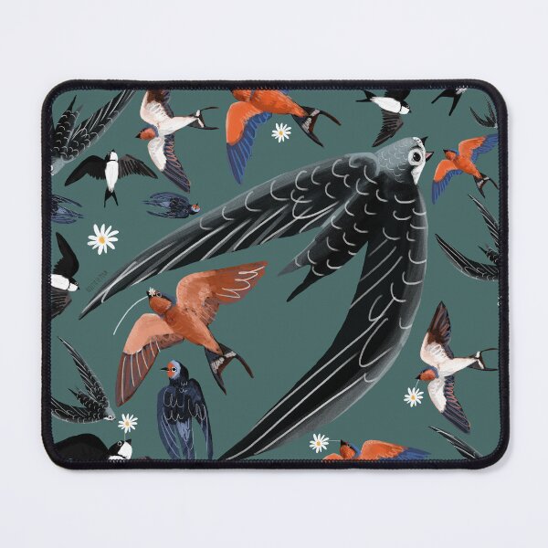 Item preview, Swallows and swift pattern teal version designed and sold by belettelepink.