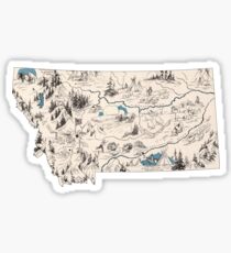 Montana Vintage Picture Map Sticker