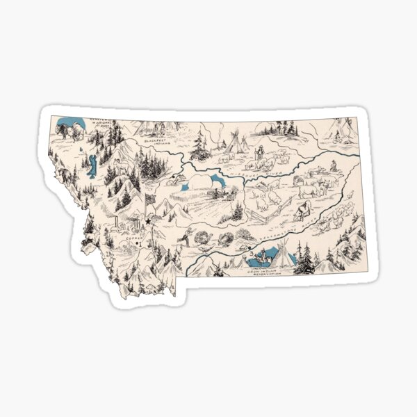 Montana Vintage Picture Map Sticker