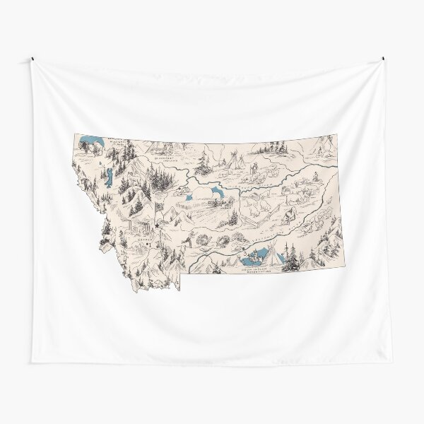 Montana Vintage Picture Map Tapestry