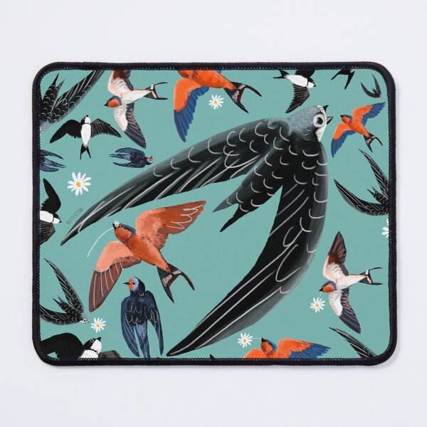 Item preview, Swallows and swift pattern (Turquoise) designed and sold by belettelepink.