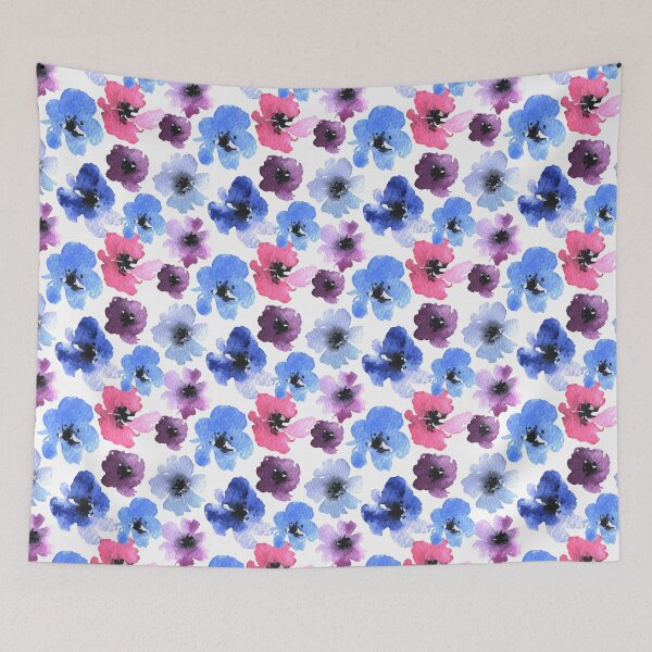 Item preview, Blue purple pink watercolor flowers designed and sold by junkydotcom.