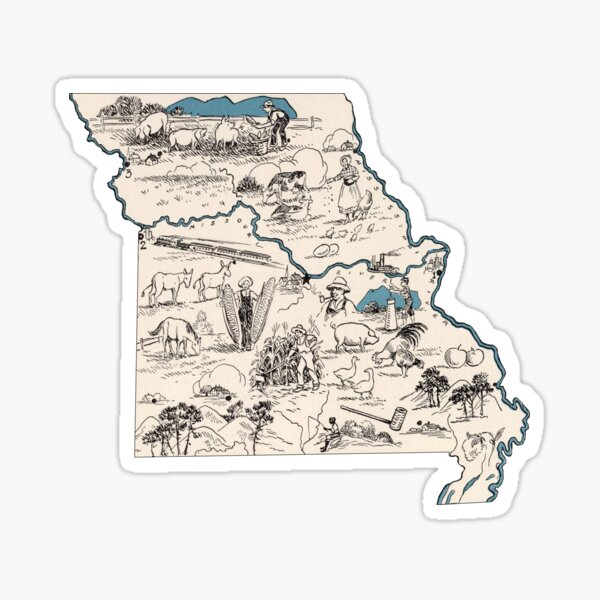 Missouri Vintage Picture Map Sticker
