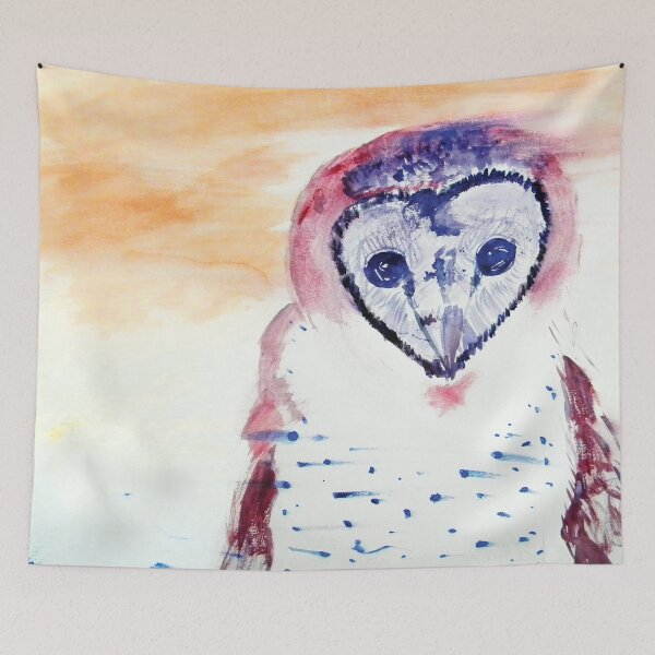 Aperçu de l'œuvre Chouette effraie aquarelle créée et vendue par PaintedPuffer.