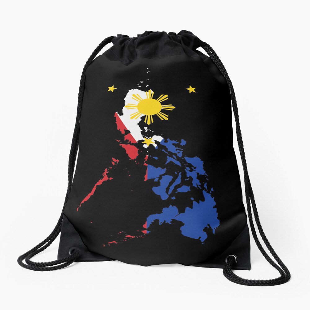 Filipino Map Philippines Flag Drawstring Bag