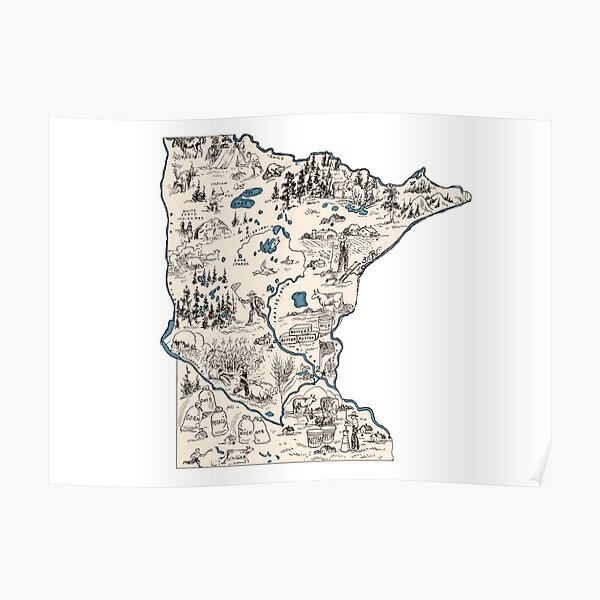 Minnesota Vintage Picture Map Poster