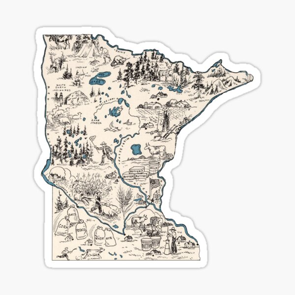 Minnesota Vintage Picture Map Sticker