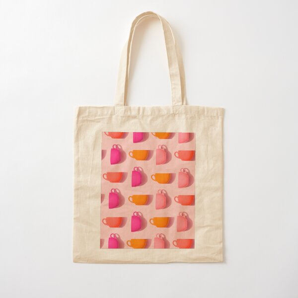 Teacups Pattern Cotton Tote Bag