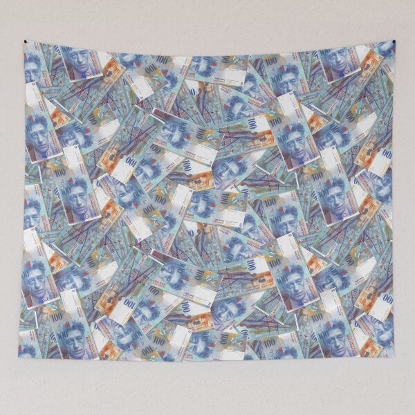 Item preview, Randomly scattered banknotes of Switzerland. Obverse and reverse of banknotes of 100 francs designed and sold by GAleksS.