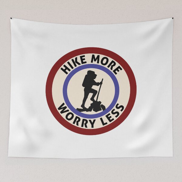 Item preview, HIKE MORE WORRY LESS HIKING HIKER MOUNTAINS TRAILS NATURE designed and sold by DESTINATIONS DECAL.
