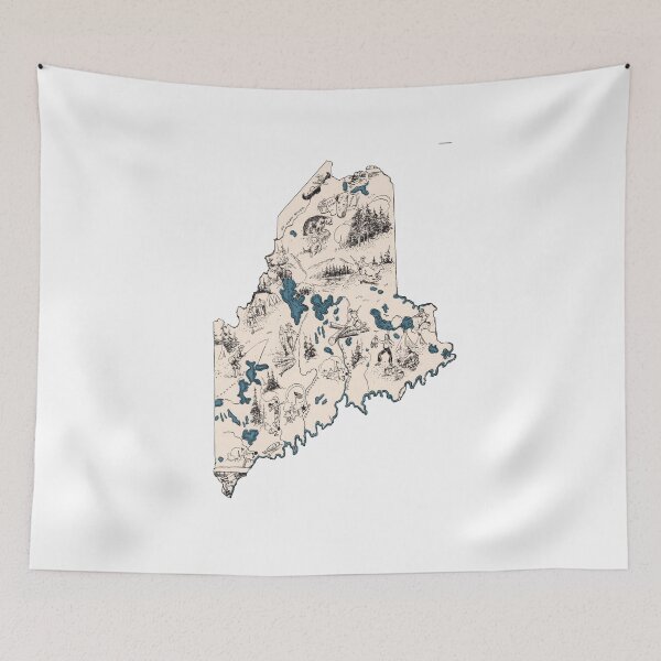 Item preview, Maine Vintage Picture Map designed and sold by surgedesigns.