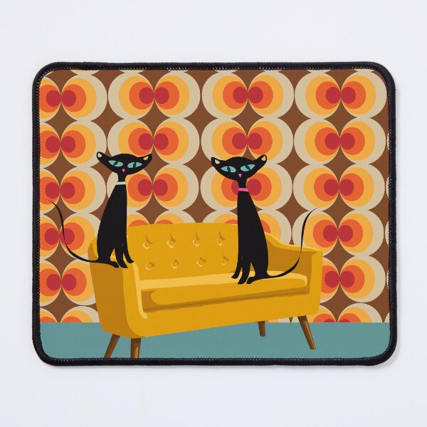 Item preview, Black cats sitting in a retro lounge designed and sold by LisWilliams.