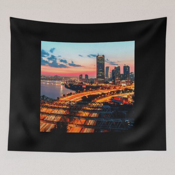 Item preview, Seoul Korea river, skyline and sunset Classic  designed and sold by glimpglover8.