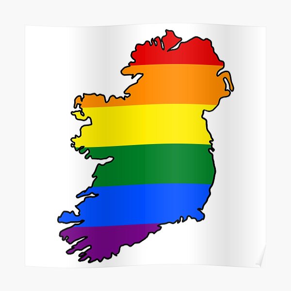 Ireland Outline Gay Pride Flag Poster By Uni Que Designs Redbubble 6293