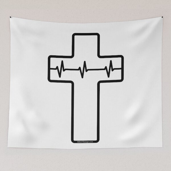 Item preview, Cross of Jesus Heartbeat (black) designed and sold by GiborDesign.