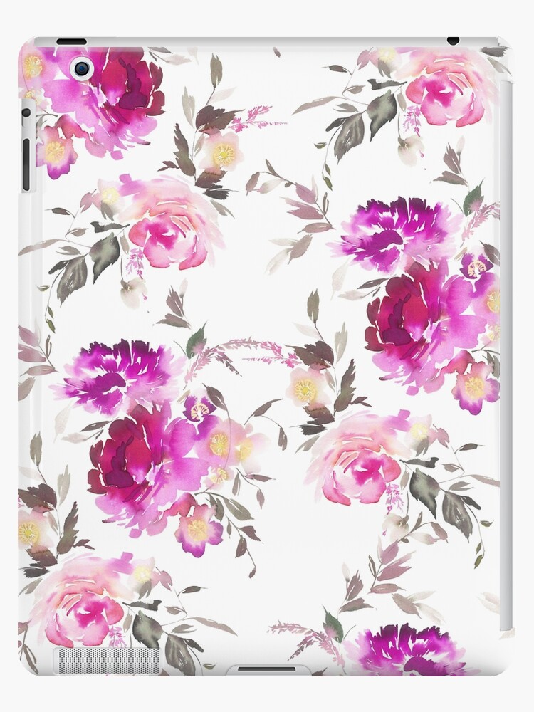 Funda y vinilo para iPad «Peonías de acuarela rosa fucsia» de junkydotcom |  Redbubble