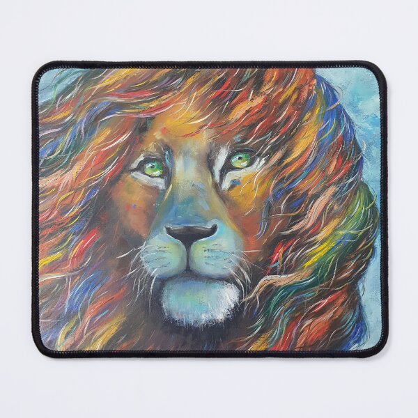 Item preview, Lion Pop Art Style Rainbow hair Green eyes Animal designed and sold by MariDaniArt.