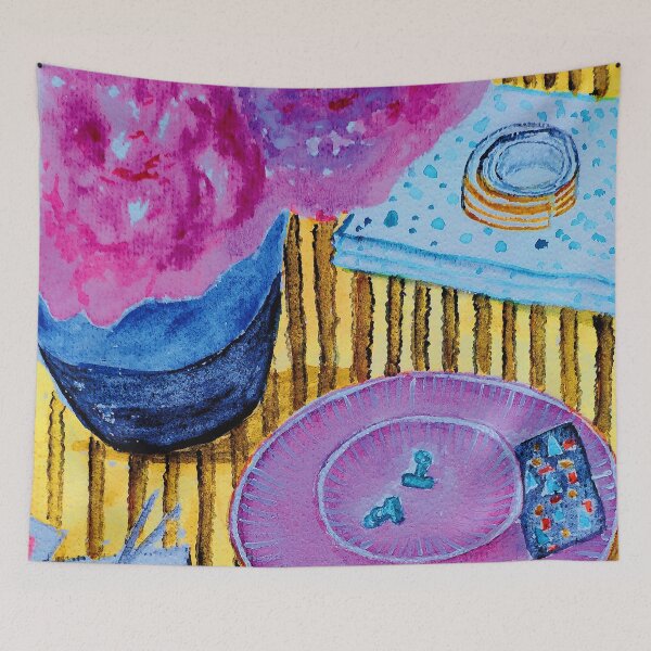 Item preview, hand painted watercolor stationery on the table designed and sold by quinnstyle.