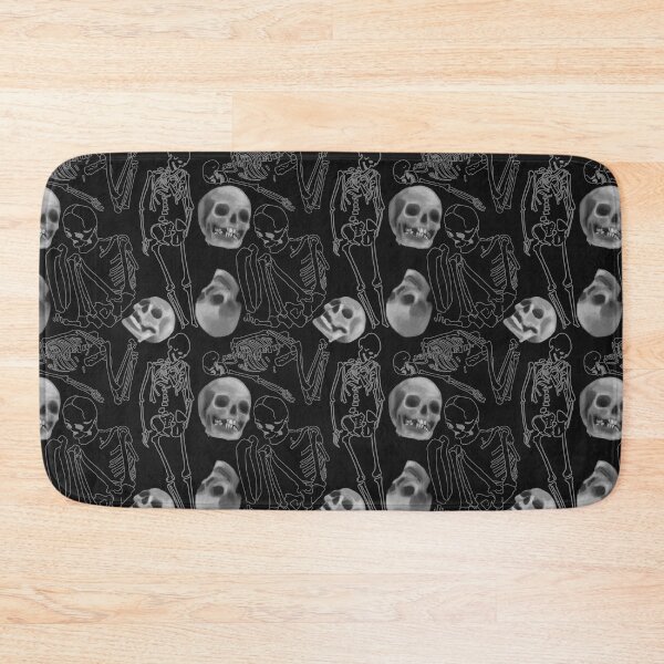 Item preview, Skelton and Skull pattern on black designed and sold by Aisling Tierney.