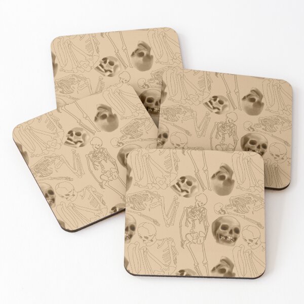 Item preview, Skelton and Skull pattern on tan designed and sold by Aisling Tierney.